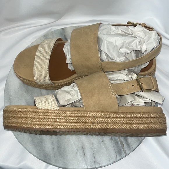 Naturalizer "PATIENCE" Platform Espadrille Sandal Sz 9M Tan - Picture 4 of 9